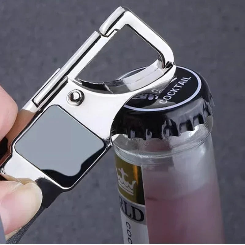 Cowhide Bottle Opener Genuine Leather Metal Keychain Multifunctional Key Chain